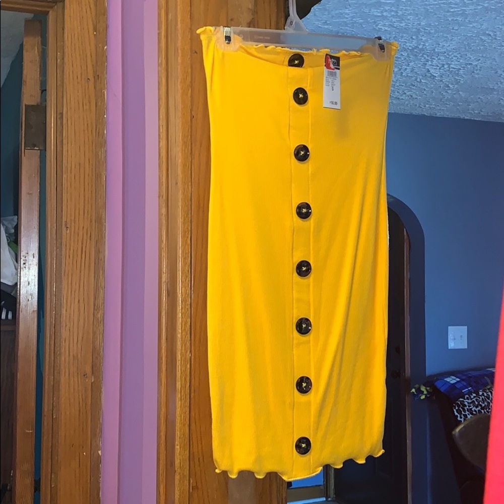 Mustard yellow tube bodycone dress